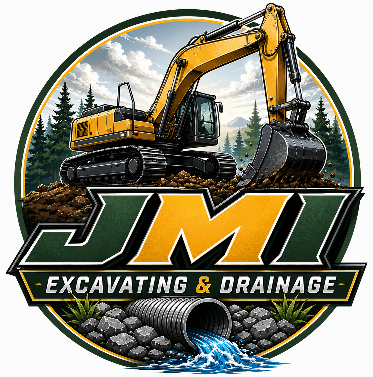 JMI Excavating & Drainage excavator logo